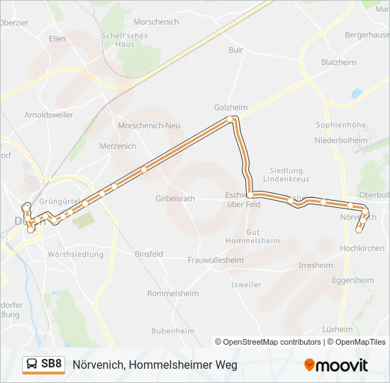 SB8 Bus Line Map