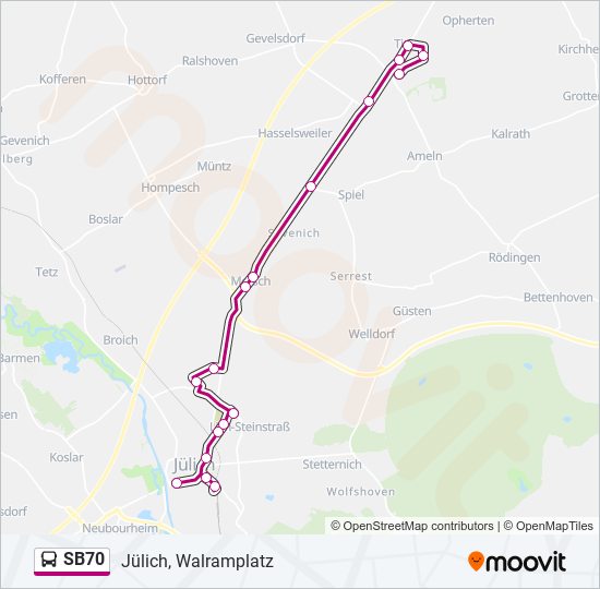 SB70 bus Line Map