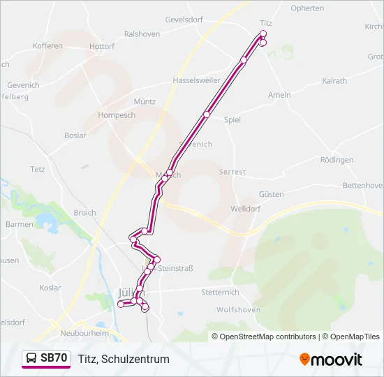 SB70 Bus Line Map