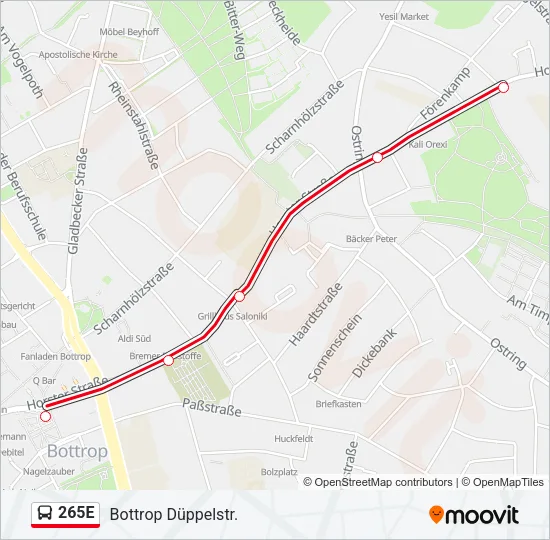 265E Bus Line Map