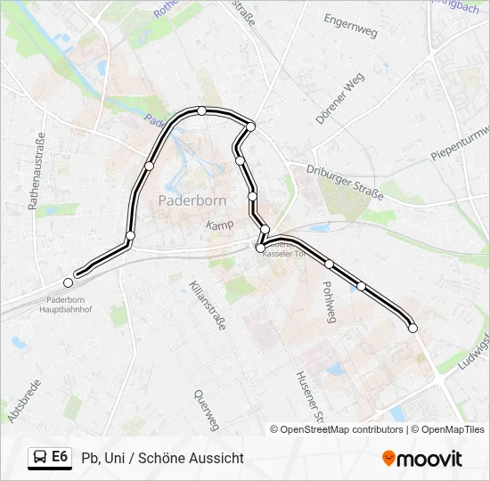 E6 Bus Line Map