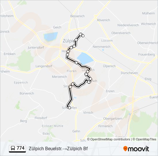 774 bus Line Map