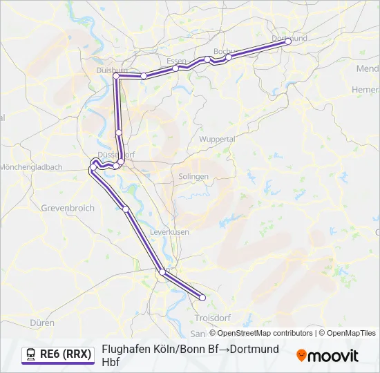 RE6 (RRX) Train Line Map