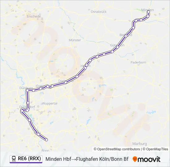RE6 (RRX) Train Line Map