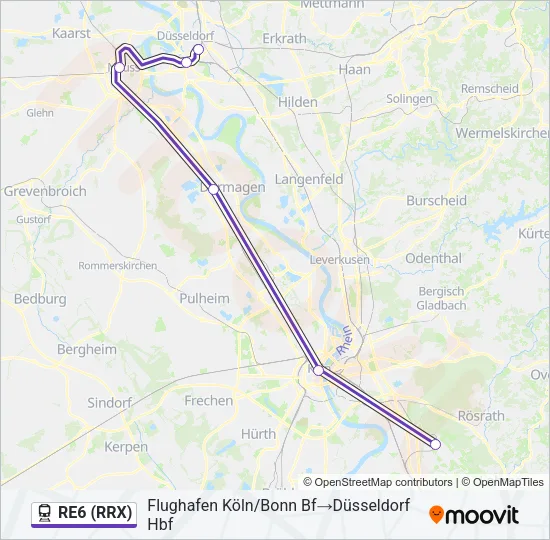 RE6 (RRX) Train Line Map