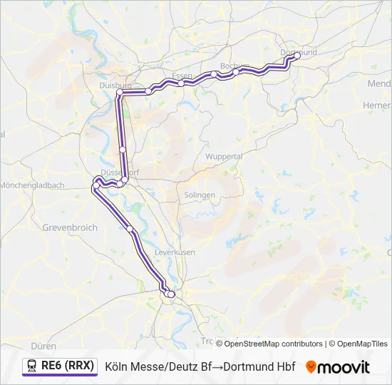 Bahnlinie RE6 (RRX) Karte