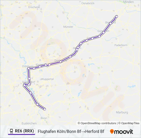 RE6 (RRX) Train Line Map