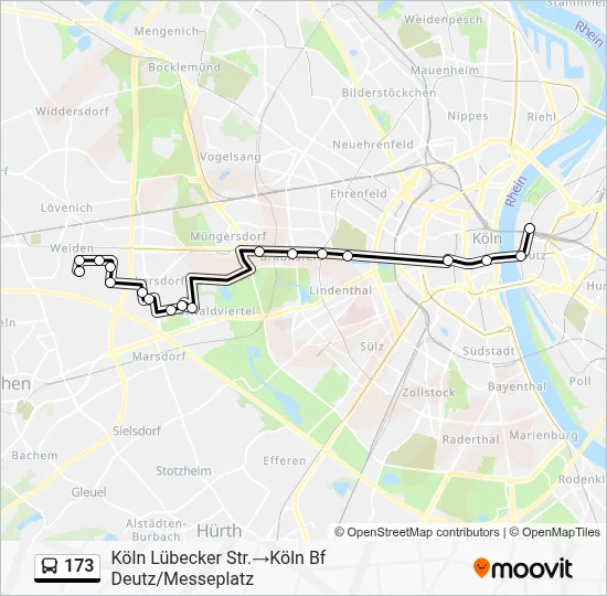 Buslinie 173 Karte