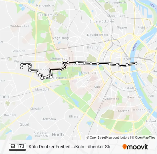 Buslinie 173 Karte