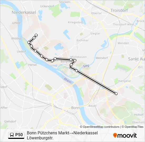Buslinie P50 Karte