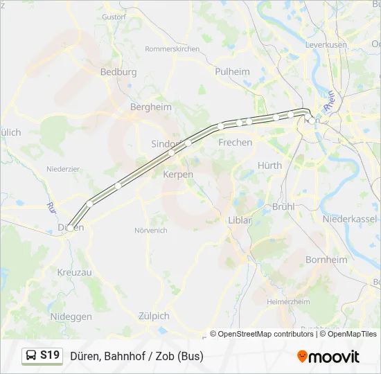 Buslinie S19 Karte