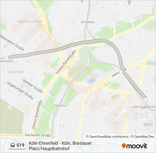 Автобус S19: карта маршрута