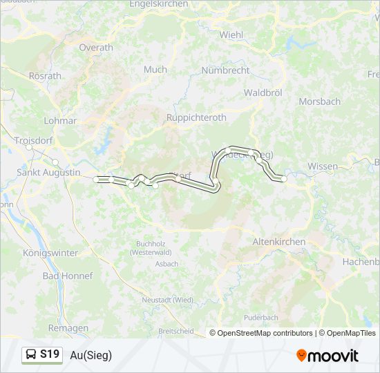 Автобус S19: карта маршрута