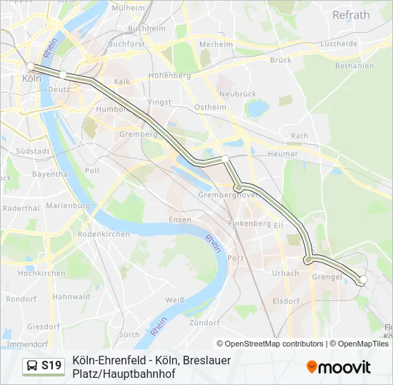 Автобус S19: карта маршрута