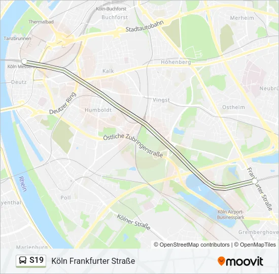 Buslinie S19 Karte