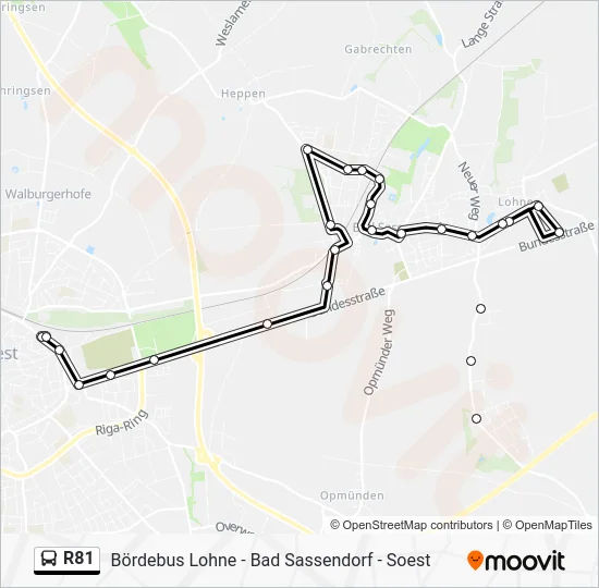 Автобус R81: карта маршрута