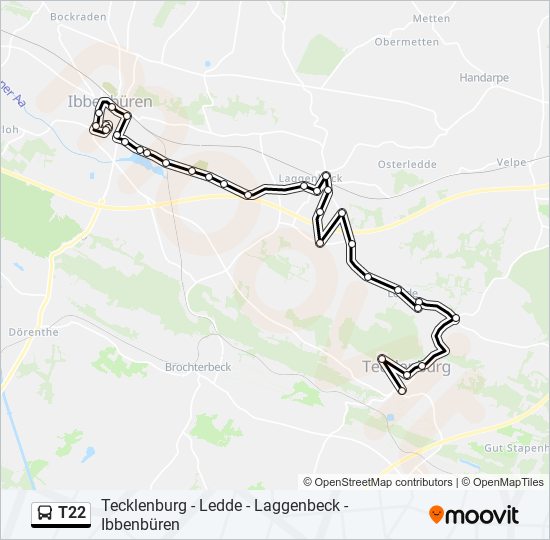 T22 bus Line Map