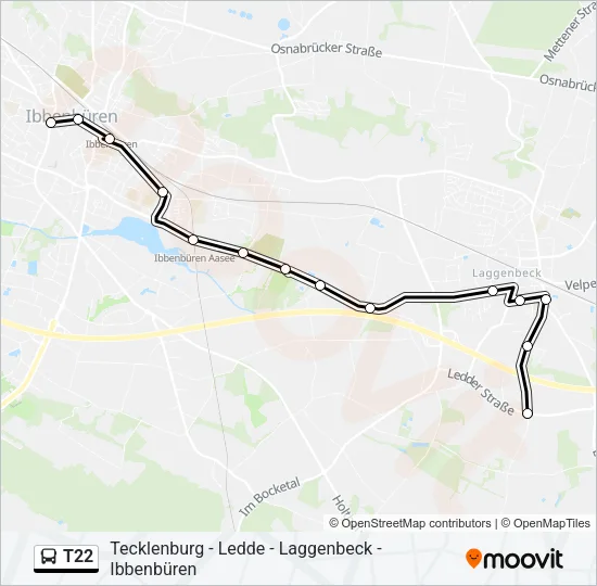 T22 Bus Line Map