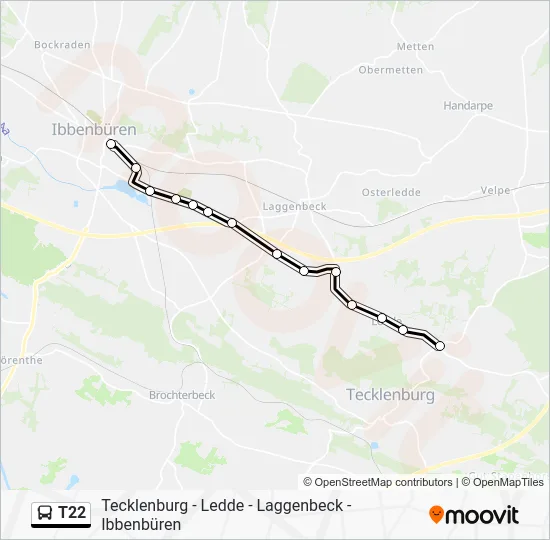 Автобус T22: карта маршрута