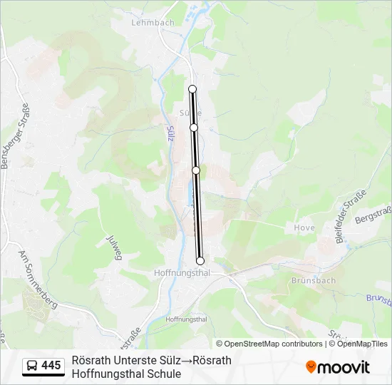 445 Bus Line Map