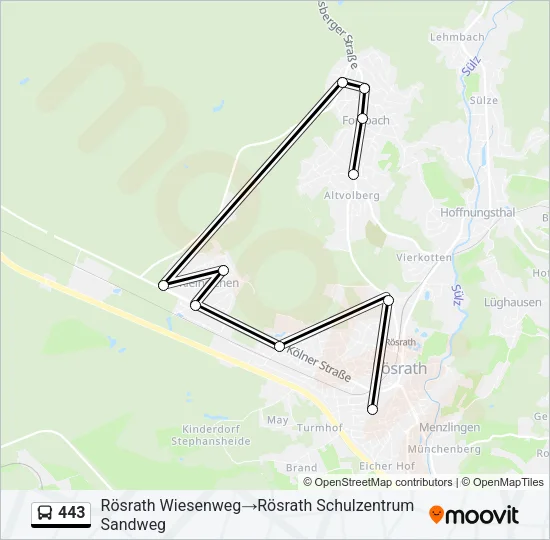 443 Bus Line Map