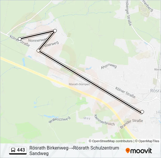 443 Bus Line Map