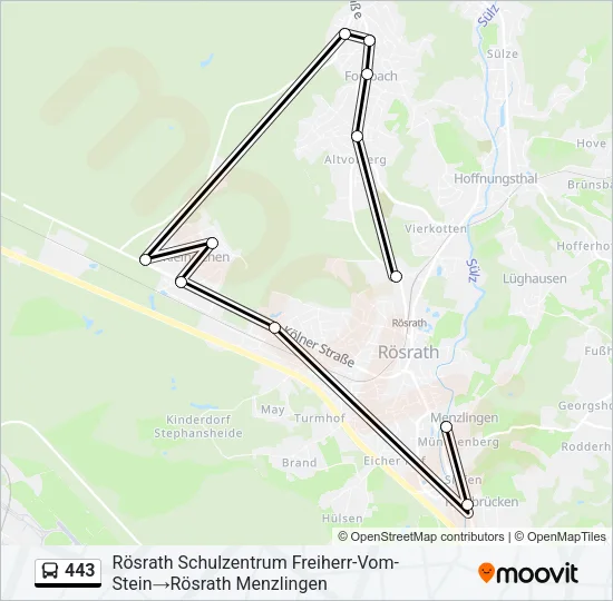 443 Bus Line Map