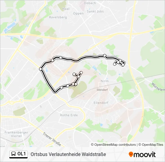 Автобус OL1: карта маршрута