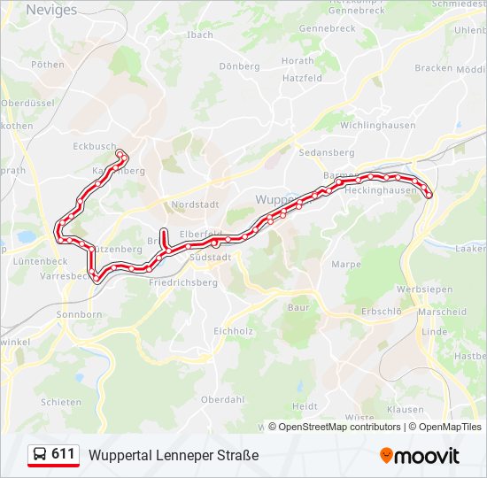 611 bus Line Map