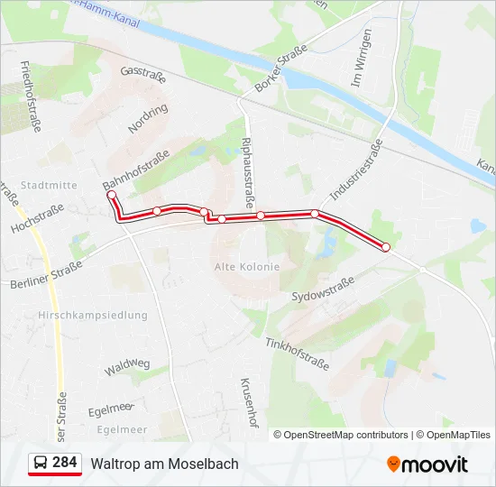 284 Bus Line Map