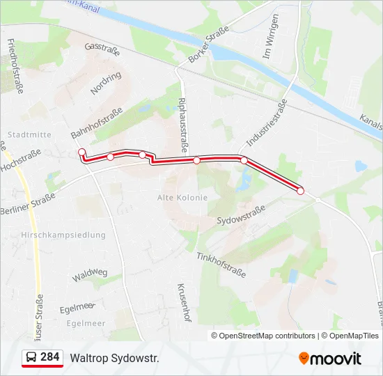 284 Bus Line Map