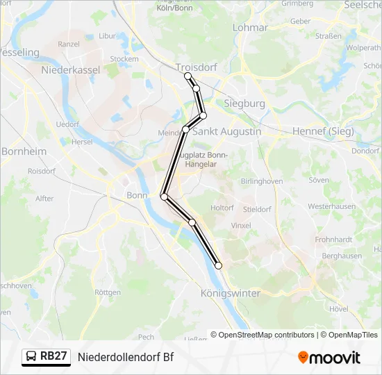 Автобус RB27: карта маршрута