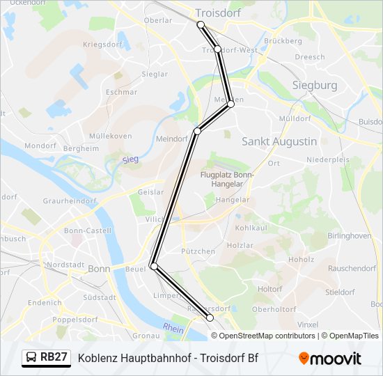 Автобус RB27: карта маршрута