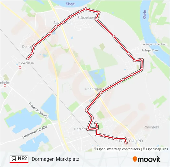 NE2 Bus Line Map
