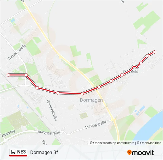 NE3 Bus Line Map