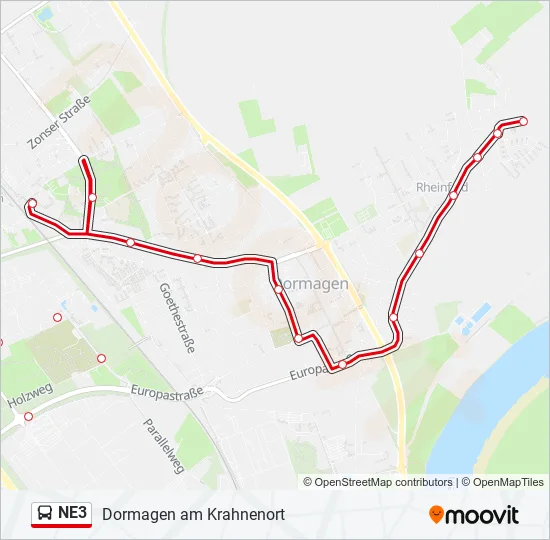 NE3 Bus Line Map