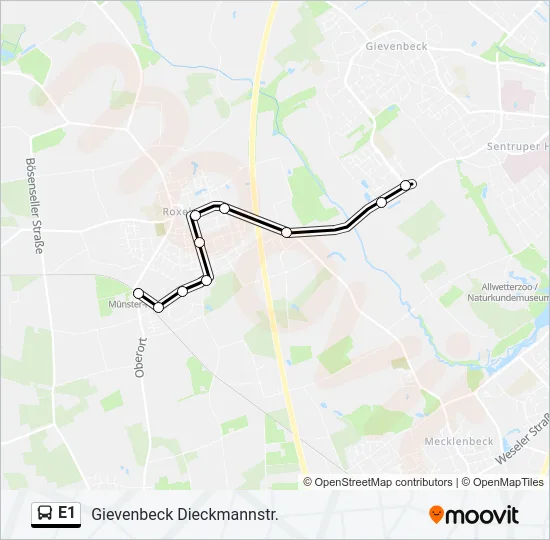 E1 Bus Line Map