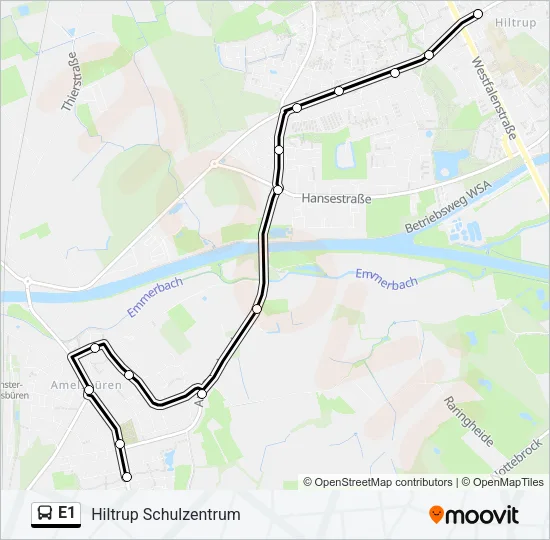 E1 Bus Line Map