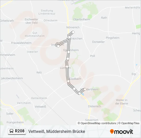 R208 Bus Line Map