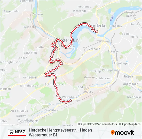 NE57 Bus Line Map