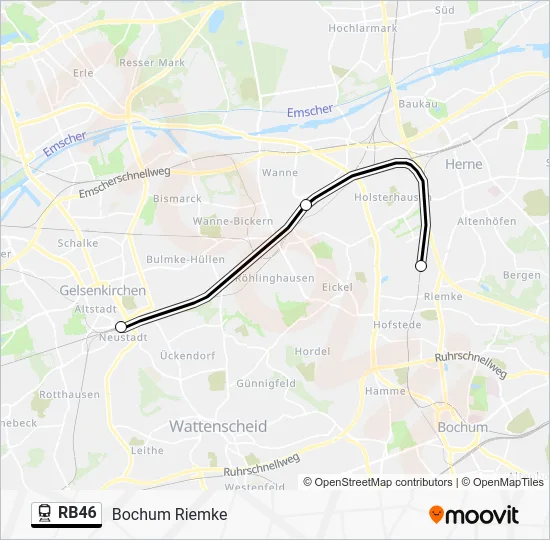 Поезд RB46: карта маршрута