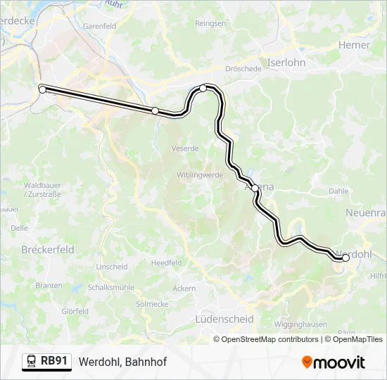 Bahnlinie RB91 Karte