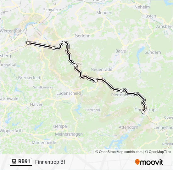 Bahnlinie RB91 Karte