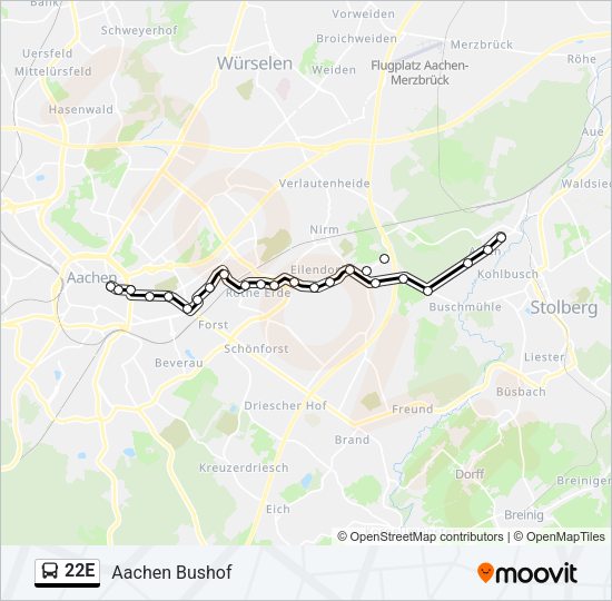 22E Bus Line Map