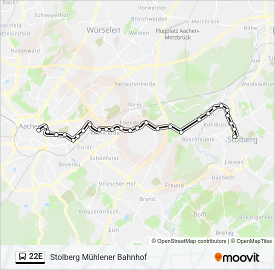 22E Bus Line Map