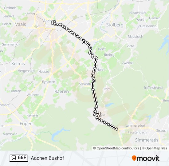 66E Bus Line Map