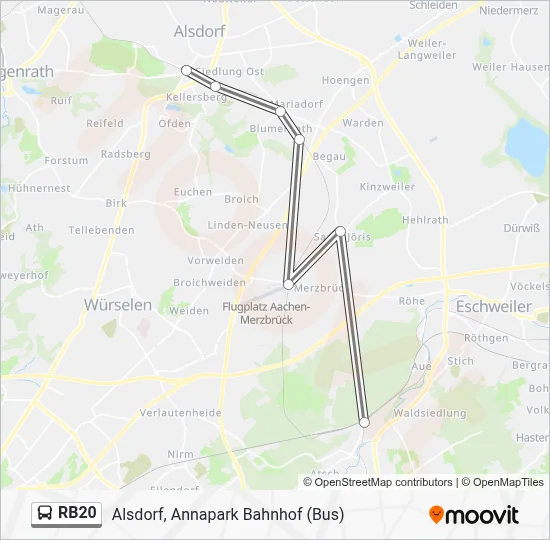 Buslinie RB20 Karte