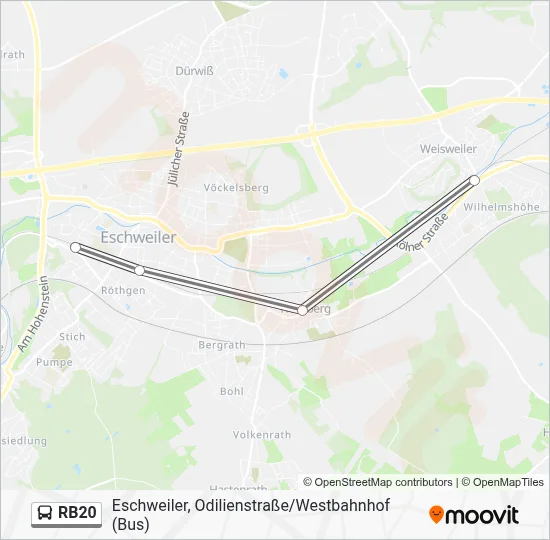 Buslinie RB20 Karte