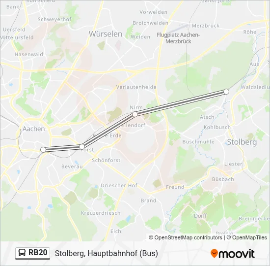 Buslinie RB20 Karte
