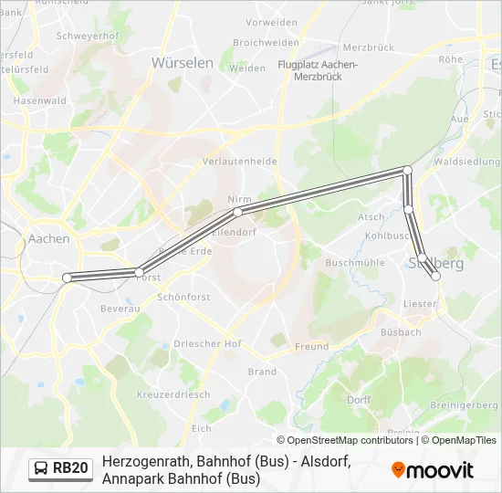 Buslinie RB20 Karte